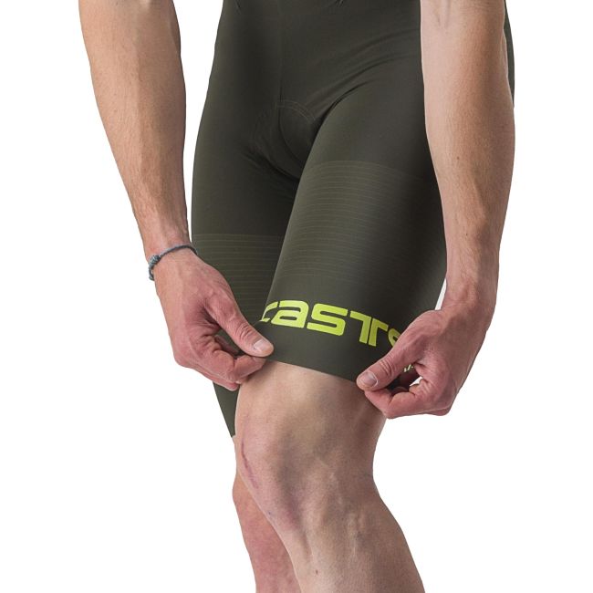 Castelli - pantaloni scurti ciclism barbati Premio shorts Ltd Edition - kaki galben fluo
