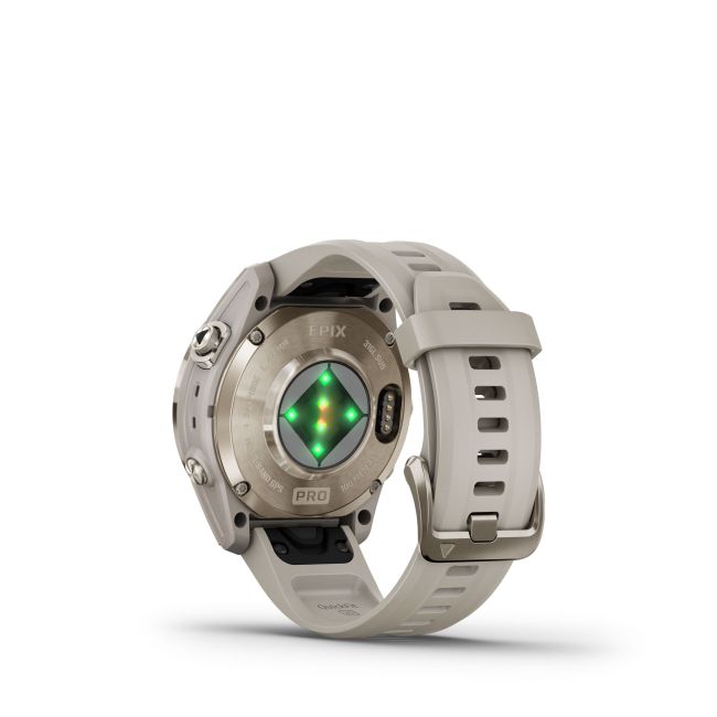Garmin - epix Pro 42mm Gen 2s Sapphire smartwatch premium AMOLED - ramă Soft Gold si curea din silicon crem