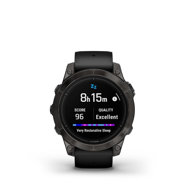 Garmin - epix Pro 47mm Gen 2 Sapphire smartwatch premium AMOLED - ramă gri din titanium DLC si curea din silicon neagră