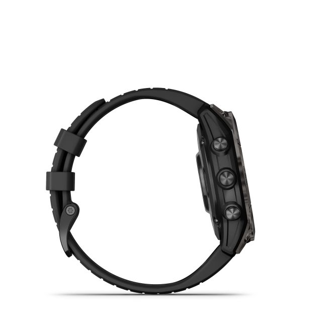 Garmin - epix Pro 47mm Gen 2 Sapphire smartwatch premium AMOLED - ramă gri din titanium DLC si curea din silicon neagră