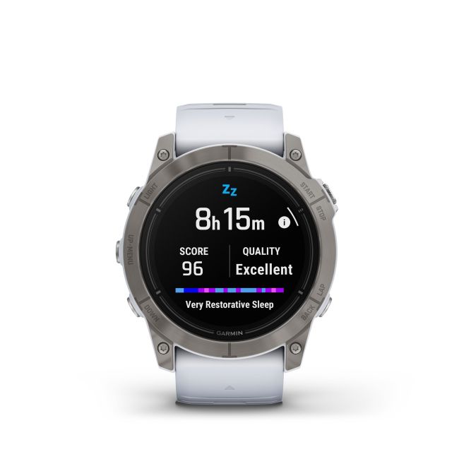 Garmin - epix Pro 51mm Gen 2X Sapphire smartwatch premium AMOLED - ramă din titanium si curea din silicon albă