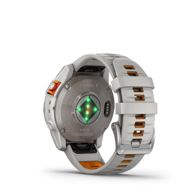 Garmin - fenix 7 Pro Sapphire Solar smartwatch premium cu incarcare solara 47mm - ramă din titanium si curea din silicon gri|portocaliu