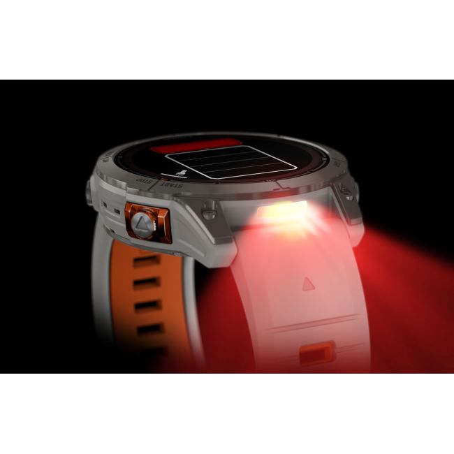 Garmin - fenix 7 Pro Sapphire Solar smartwatch premium cu incarcare solara 47mm - ramă din titanium si curea din silicon gri|portocaliu