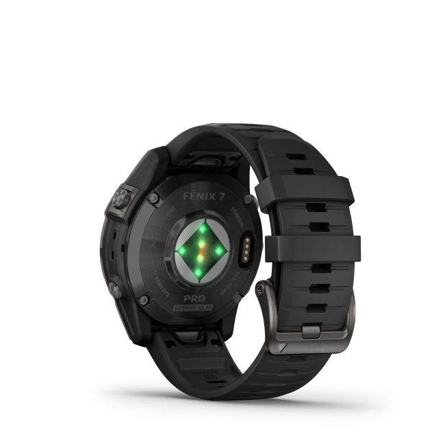 Garmin - fenix 7 Pro Sapphire Solar smartwatch premium cu incarcare solara 47mm - ramă negru gri din titanium DLC si curea din silicon neagră