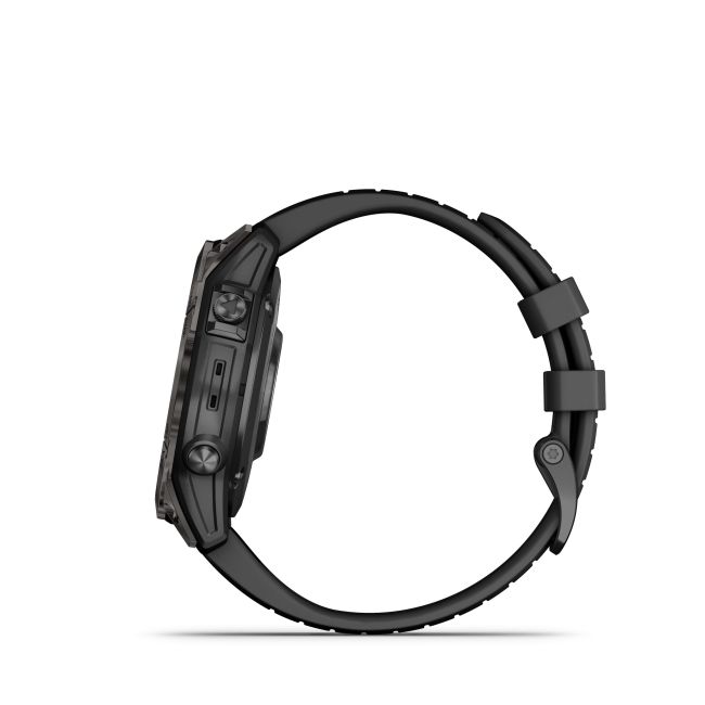 Garmin - fenix 7 Pro Sapphire Solar smartwatch premium cu incarcare solara 47mm - ramă negru gri din titanium DLC si curea din silicon neagră