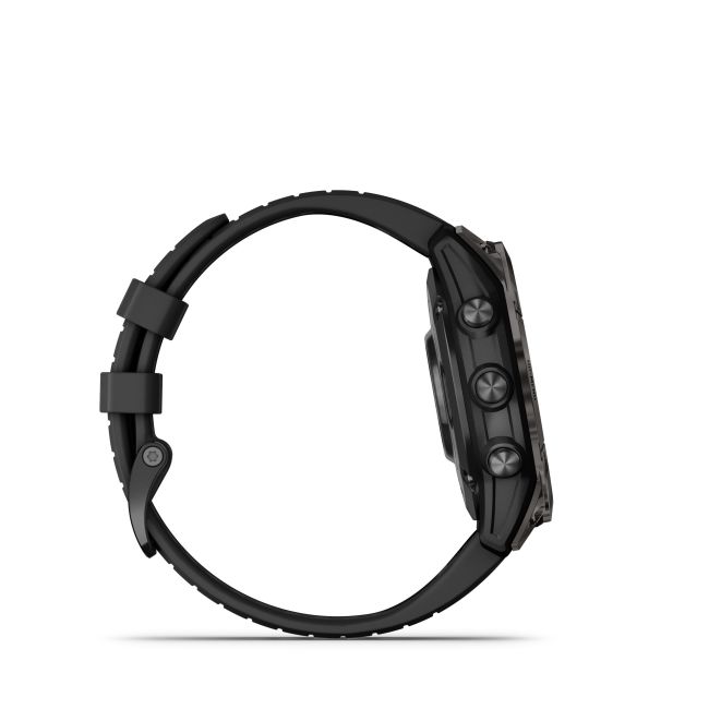 Garmin - fenix 7 Pro Sapphire Solar smartwatch premium cu incarcare solara 47mm - ramă negru gri din titanium DLC si curea din silicon neagră