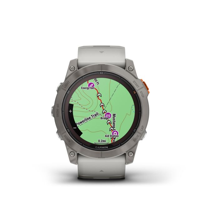 Garmin - fenix 7x Pro Sapphire Solar smartwatch premium cu incarcare solara 51mm - ramă din titanium si curea din silicon gri|portocaliu