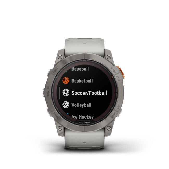 Garmin - fenix 7x Pro Sapphire Solar smartwatch premium cu incarcare solara 51mm - ramă din titanium si curea din silicon gri|portocaliu