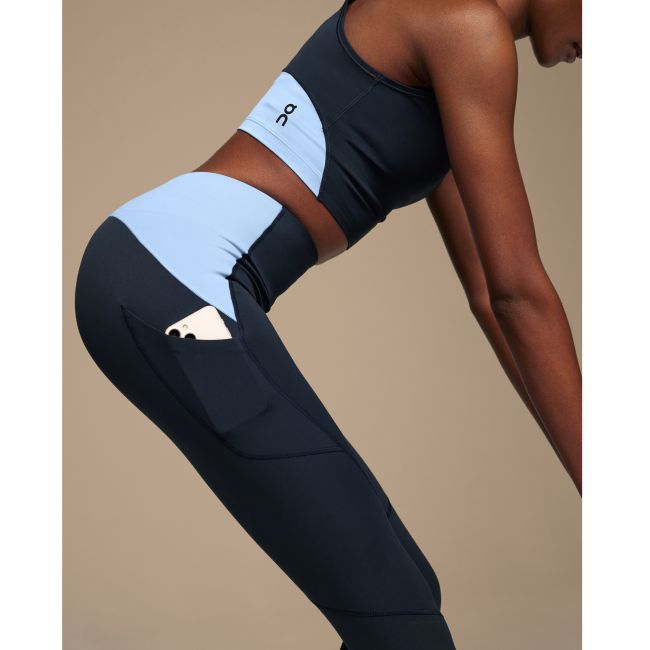 On Cloud - colanti lungi alergare pentru femei Movement Tights Long - negru albastru deschis