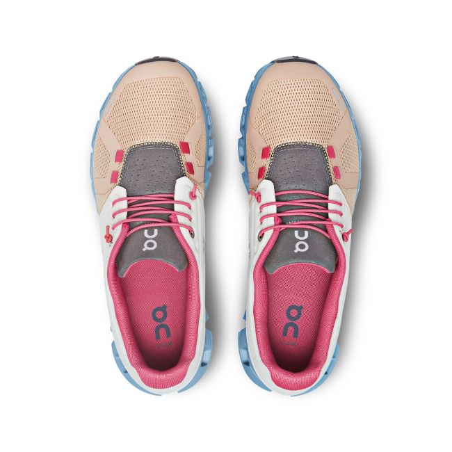 On Cloud 5 - pantofi sport pentru femei - alb portocaliu deschis albastru gri