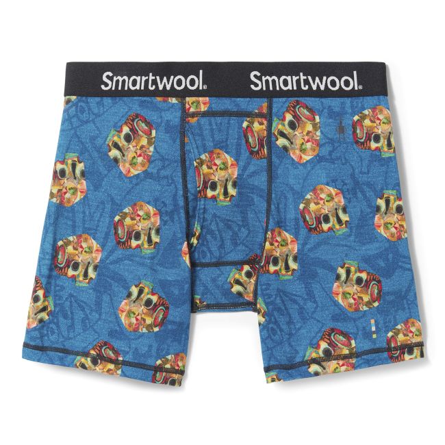 Smartwool - boxeri barbati Merino Print Boxer Brief Boxed - negru albastru galben Jaime Molina Laguna Blue Print