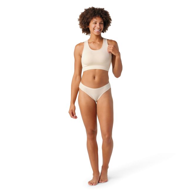 Smartwool - bustiera sport femei Intraknit Racerback W Bra - maro deschis migdala