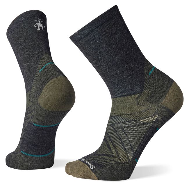 Smartwool - sosete sport Run Zero Cushion Mid Crew pattern socks - gri carbune negru