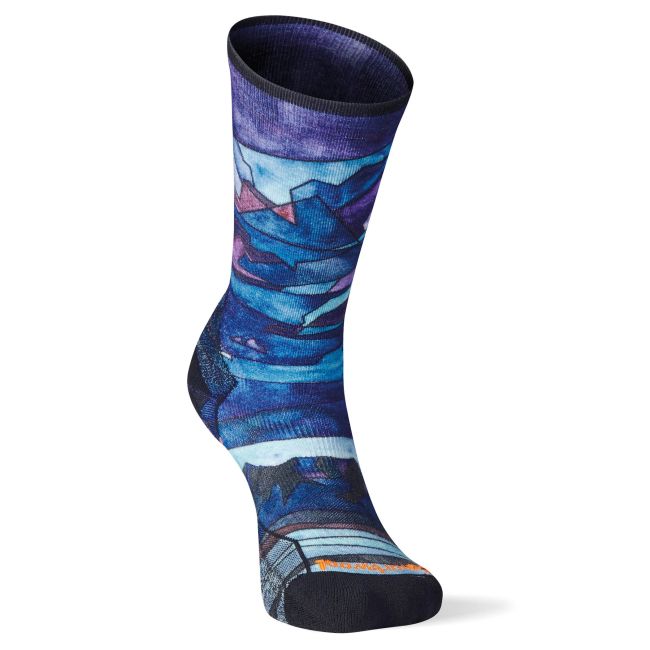 Smartwool - sosete sport femei Athlete Run Print W socks Targeted Cushion Crew - multicolor albastru negru