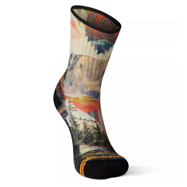 Smartwool - sosete sport femei Hike Mountain Print W socks Light Cushion Crew - maro deschis Natural negru