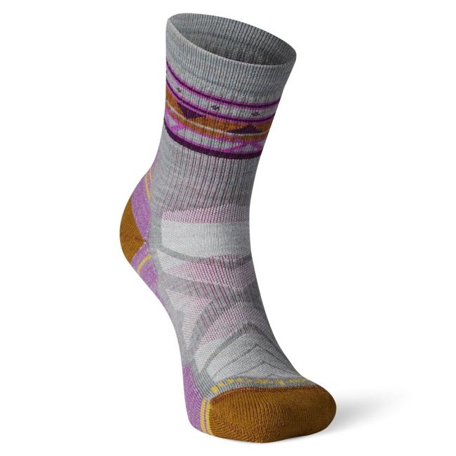 Smartwool - sosete sport femei Hike Zig Zag Valley Light Cushion Mid Crew socks - gri lunar maro frunza