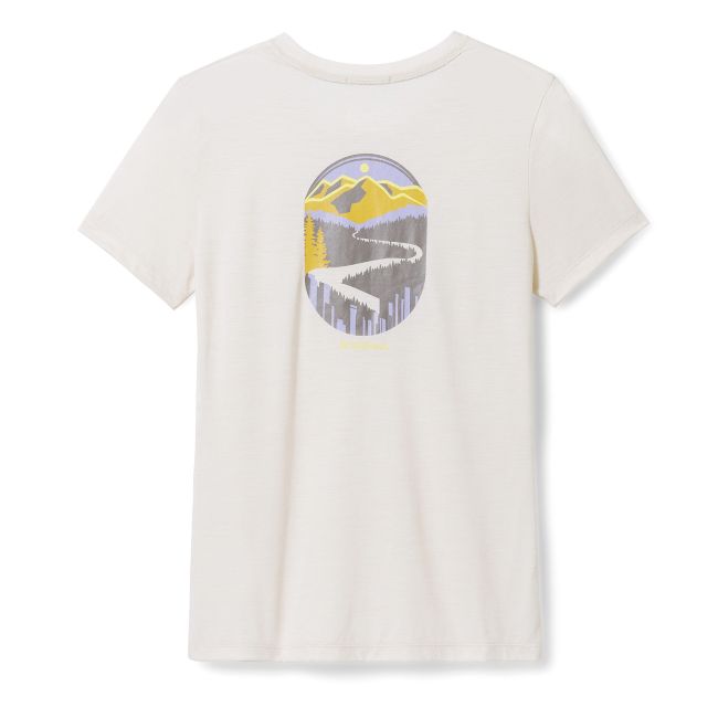 Smartwool - tricou sport femei maneca scurta Denver Skyline Graphic Short Sleeve Tee Slim Fit - alb murdar maro deschis migdala