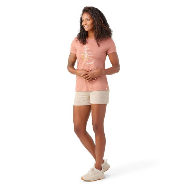Smartwool - tricou sport femei maneca scurta Sage Plant Graphic Short Sleeve Tee - rosu maro cupru