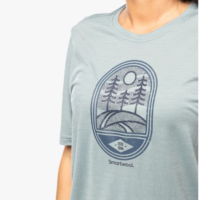 Smartwool - tricou sport unisex maneca scurta Mountain Trail Graphic Short Sleeve Tee - albastru deschis metalic