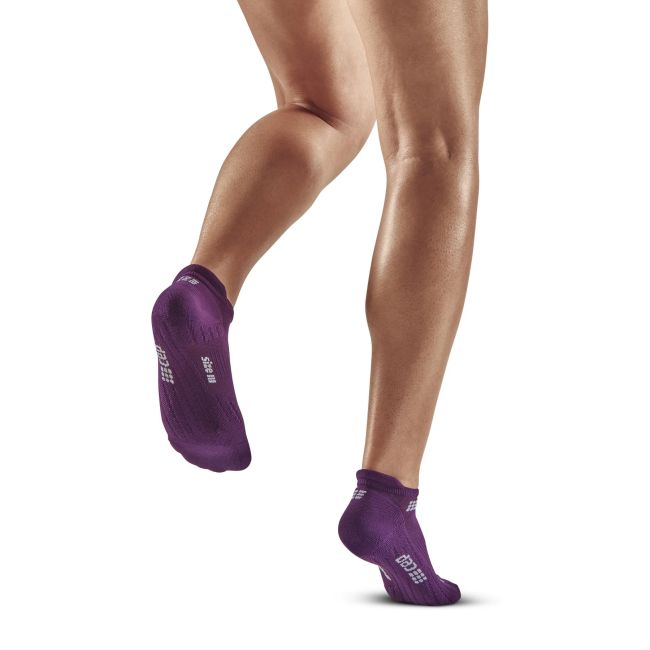 CEP - Sosete de compresie femei model sub glezna The Run Socks No Show W socks - mov inchis gri