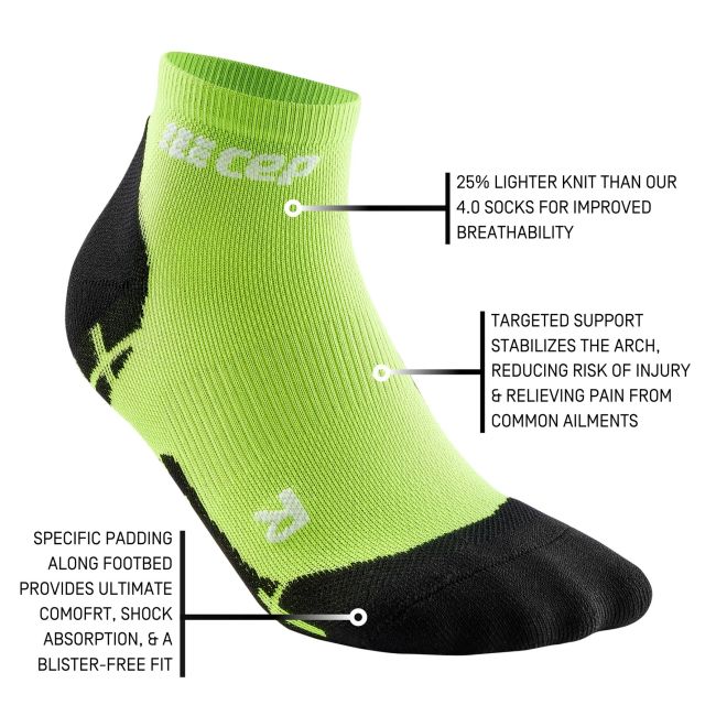 CEP - sosete compresie scurte Ultralight Compression Socks Low Cut - verde deschis negru