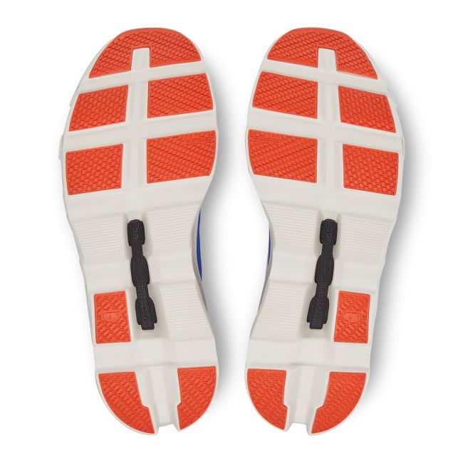 On Cloudmonster - pantofi alergare pentru barbati - alb gheata albastru cobalt portocaliu