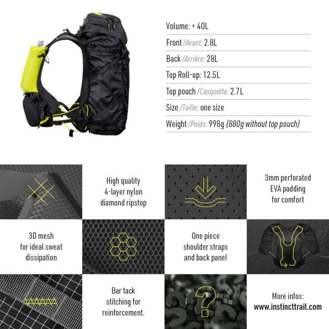 Instinct - vesta alergare tip rucsac - ALPI 40 + 2x HydraPack 600ml - 40L