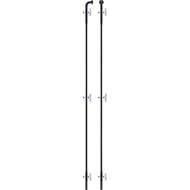 Spițe SA D-light Inox 14G 298mm J-Bend Negru + Polyax Brass 14G 12mm Negru