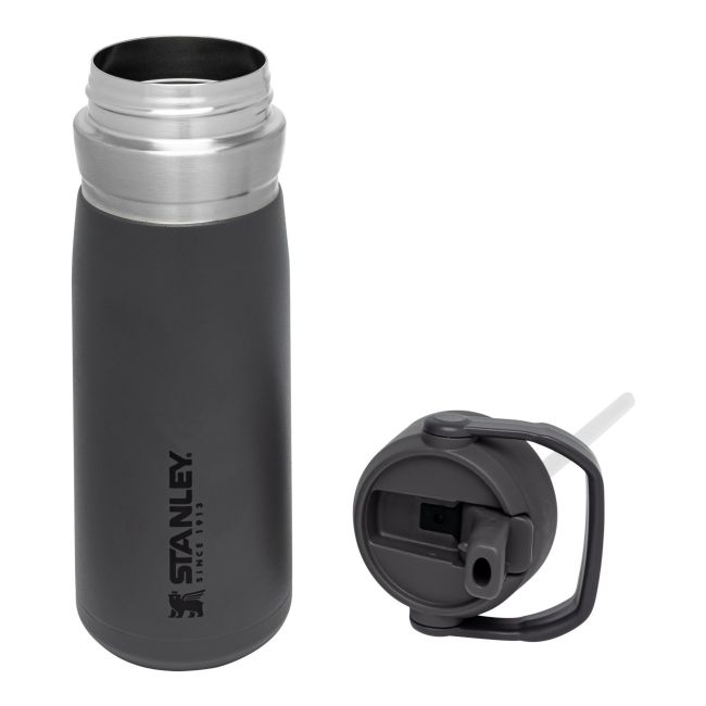 Stanley - termos tip sticla cu pai - Flip Straw Water Bottle - Charcoal - 650 ml