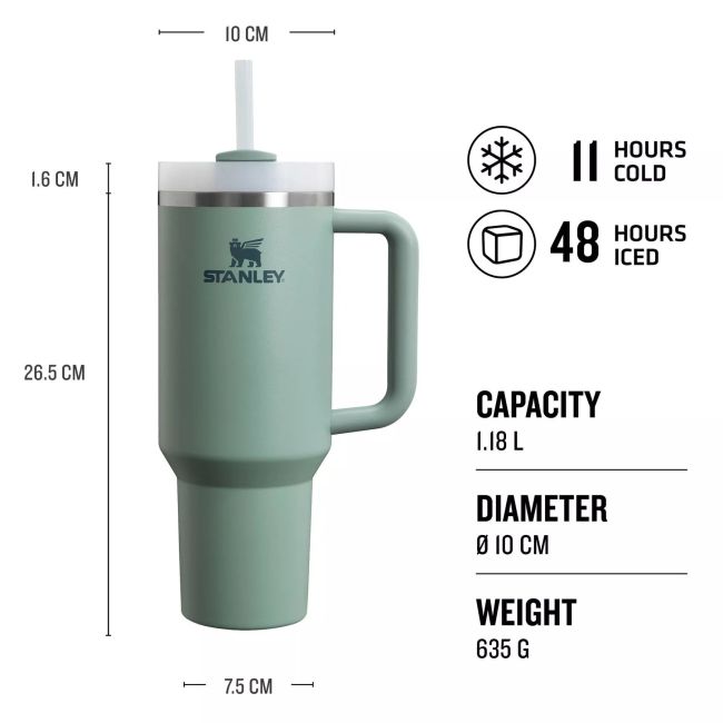 Stanley - termos tip sticla cu pai - Quencher H2.0 Tumbler - Shale - 1.18L