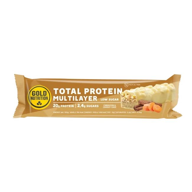Gold nutrition - baton proteic Total Protein Multilayer Low Sugar - scortisoara si prajitura cu morcovi - 60g
