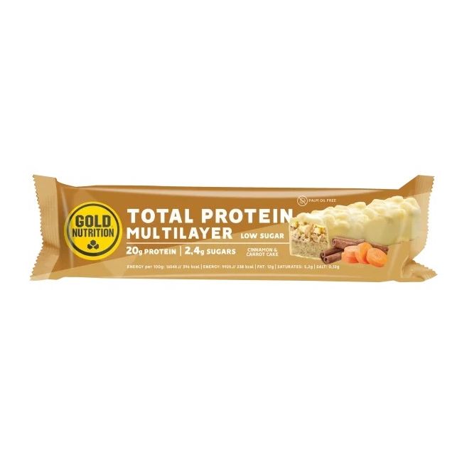 Gold nutrition - baton proteic Total Protein Multilayer Low Sugar - scortisoara si prajitura cu morcovi - 60g