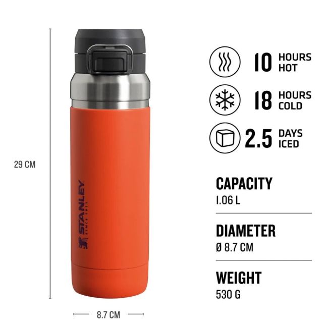 Stanley - termos tip bidon apa GO Quick Flip Water Bottle - Tigerlily - 1.06 Litri