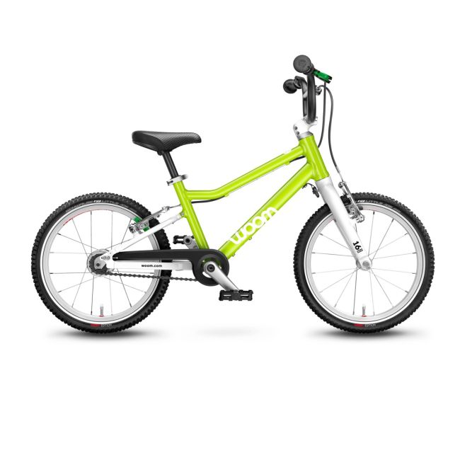 Woom - bicicleta copii 16" Woom 3 AUTOMAGIC, varsta recomandata 4-6 ani (105-120cm) - 6 kg - verde intens lime alb