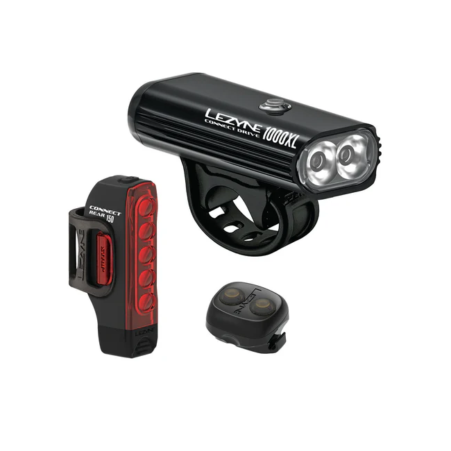 Lezyne - lumini set fata-spate - Connect Drive Pro Pair 1000X - USB - negru