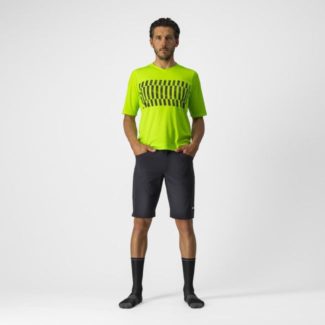 Jersey cu maneca scurta Castelli Trail Tech Tee Galben Fluo/Negru L