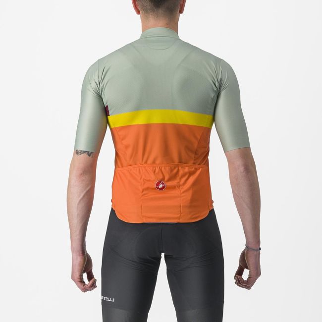 Tricou cu maneca scurta Castelli A Blocco Vernil/Portocaliu/Galben/Visiniu XXL