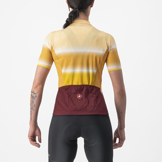 Tricou cu maneca scurta Castelli Dolce de dama Galben/Visiniu M