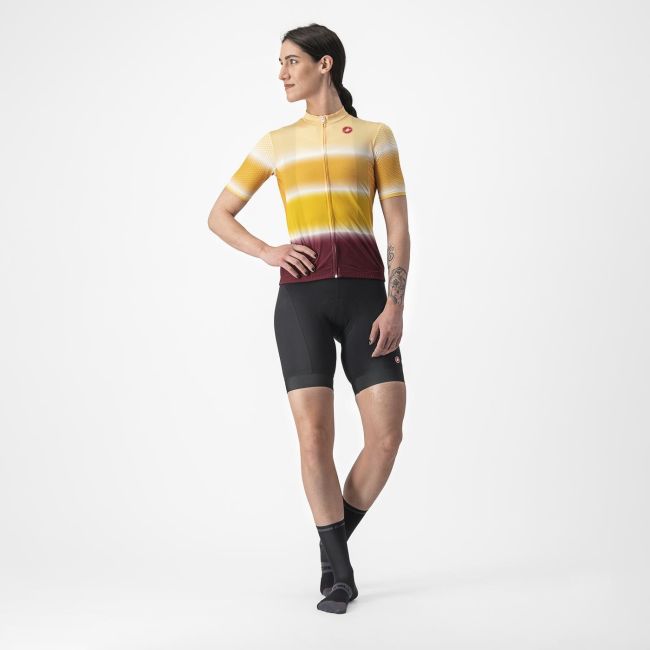 Tricou cu maneca scurta Castelli Dolce de dama Galben/Visiniu M