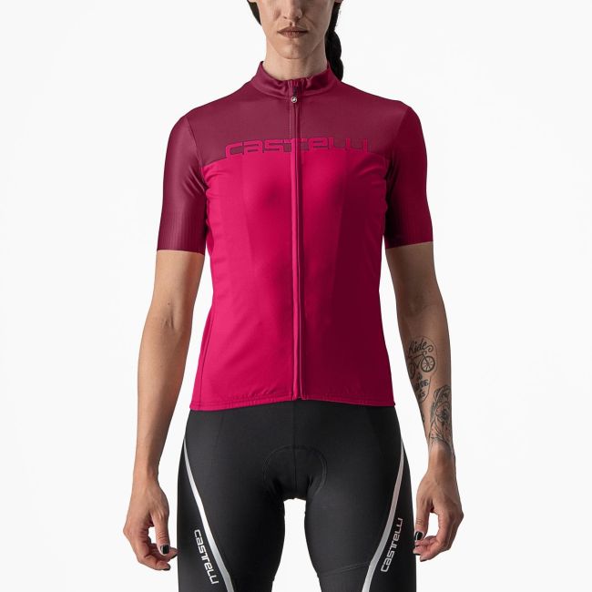 Tricou cu maneca scurta Castelli Velocissima de dama Rosu/Visiniu
