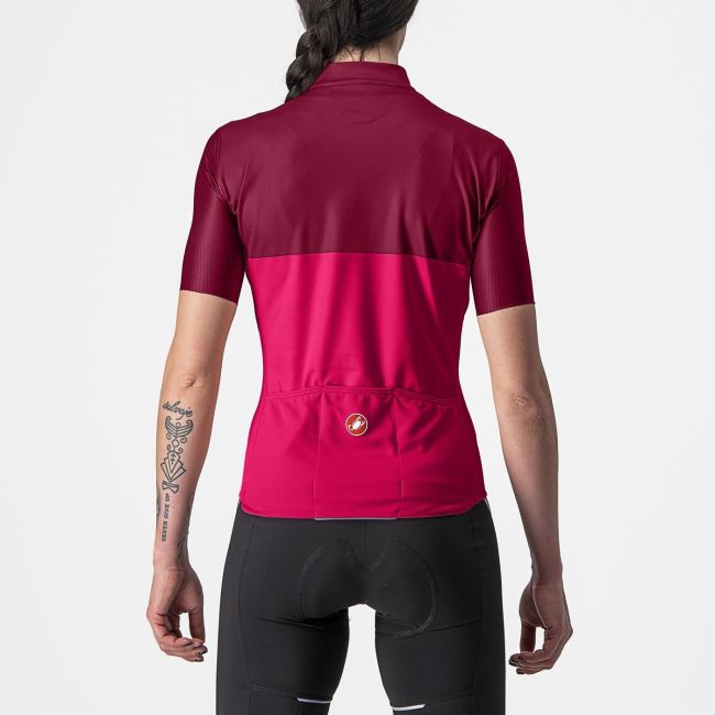 Tricou cu maneca scurta Castelli Velocissima de dama Rosu/Visiniu