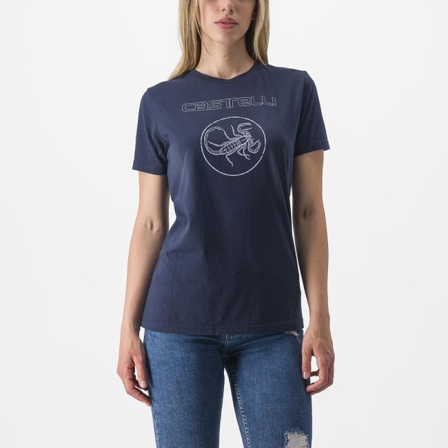 Tricou casual Castelli Pedalare Tee de dama Bleumarin