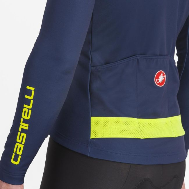 Tricou cu maneca lunga Castelli Puro 3 FZ BelgianBlue/YellowFluoReflex