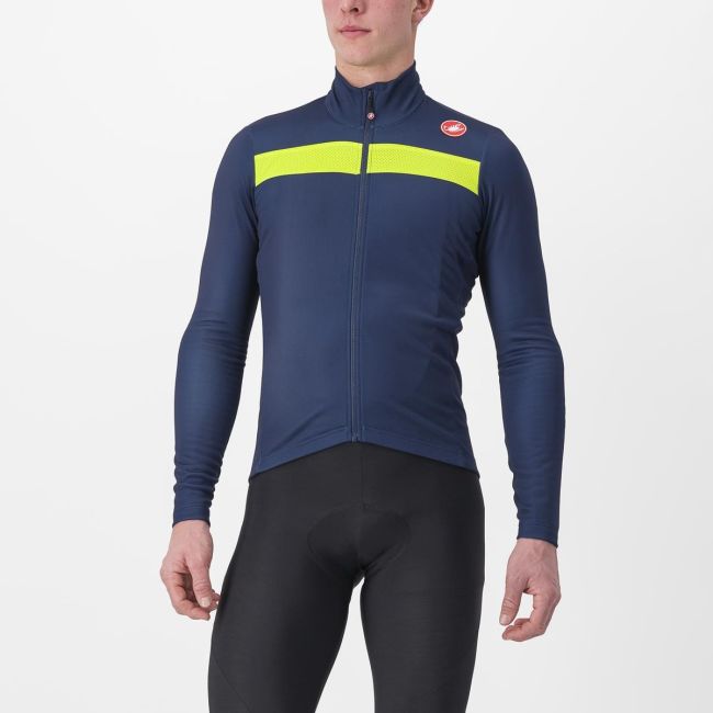 Tricou cu maneca lunga Castelli Puro 3 FZ BelgianBlue/YellowFluoReflex