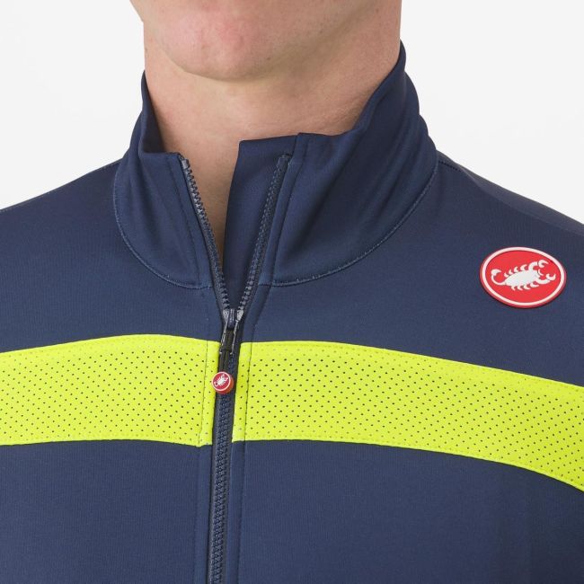 Tricou cu maneca lunga Castelli Puro 3 FZ BelgianBlue/YellowFluoReflex