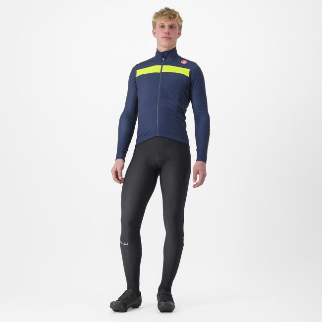 Tricou cu maneca lunga Castelli Puro 3 FZ BelgianBlue/YellowFluoReflex