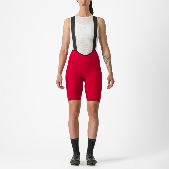 Pantaloni scurti cu bretele Castelli Espresso W DT de dama Rosu