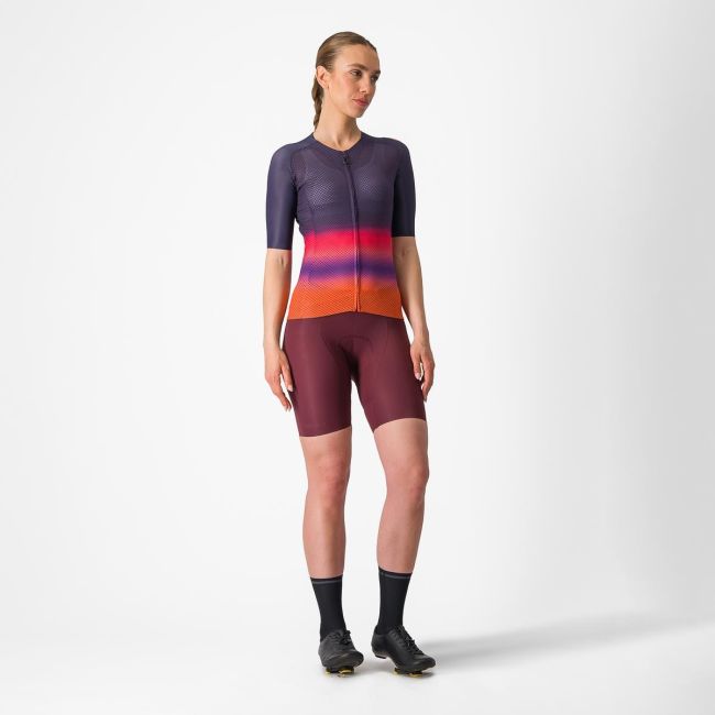 Tricou cu maneca scurta Castelli Climbers 4.0 W de dama Bleumarin/Magenta/Portocaliu