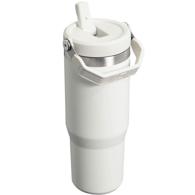Stanley - termos tip sticla cu pai - Flip Straw Tumbler - alb polar - 890 ml