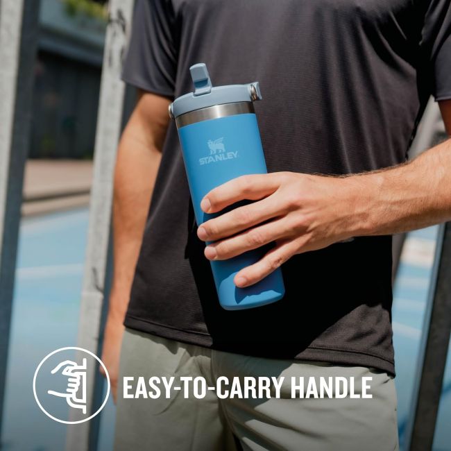 Stanley - termos tip sticla cu pai - Flip Straw Tumbler - albastru intens azur - 890 ml - Personalizat Trisport - Garmin
